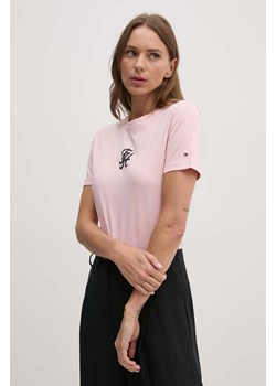 Tommy Hilfiger t-shirt bawełniany damski kolor różowy WW0WW42772 ze sklepu ANSWEAR.com w kategorii Bluzki damskie - zdjęcie 173975577