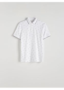 Reserved - Koszulka polo regular z mikroprintem - biały ze sklepu Reserved w kategorii T-shirty męskie - zdjęcie 173977165