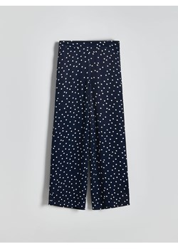 Reserved - Szerokie spodnie z wiskozy - granatowy ze sklepu Reserved w kategorii Spodnie damskie - zdjęcie 173981858