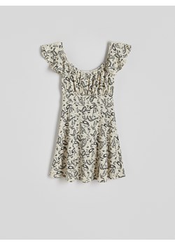 Reserved - Sukienka mini z falbanami - złamana biel ze sklepu Reserved w kategorii Sukienki - zdjęcie 173981895