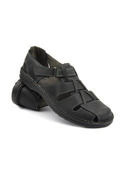 Skórzane sandały męskie polskiej produkcji - Helios Komfort 825, czarne ze sklepu ulubioneobuwie w kategorii Sandały męskie - zdjęcie 173982379