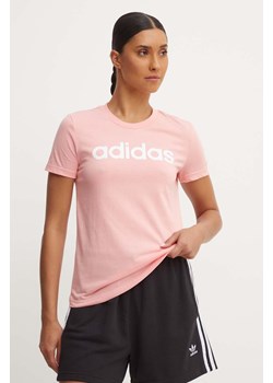 adidas t-shirt bawełniany Essentials damski kolor różowy IY9190 ze sklepu ANSWEAR.com w kategorii Bluzki damskie - zdjęcie 173983786