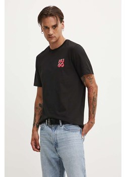 HUGO t-shirt bawełniany męski kolor czarny z nadrukiem 50522434 ze sklepu ANSWEAR.com w kategorii T-shirty męskie - zdjęcie 173983816