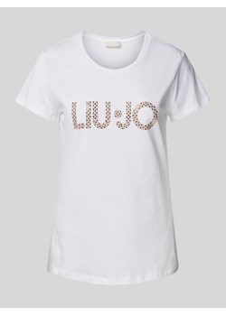 T-shirt z obszyciem ozdobnymi kamieniami z logo ze sklepu Peek&Cloppenburg  w kategorii Bluzki damskie - zdjęcie 173984759