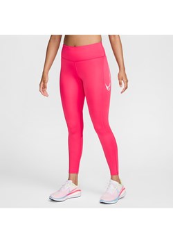 Damskie legginsy 7/8 ze średnim stanem i kieszeniami do biegania Nike Fast Swoosh - Różowy ze sklepu Nike poland w kategorii Spodnie damskie - zdjęcie 173984809