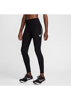 Damskie legginsy 7/8 ze średnim stanem i kieszeniami do biegania Nike Fast Swoosh - Czerń ze sklepu Nike poland w kategorii Spodnie damskie - zdjęcie 173984958