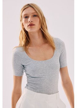 H & M - Body thong z krótkim rękawem - Szary ze sklepu H&M w kategorii Bluzki damskie - zdjęcie 173985107