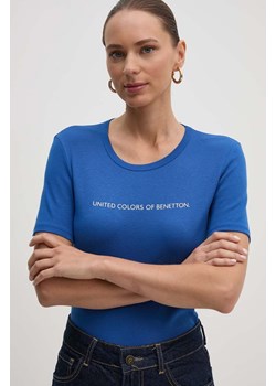 United Colors of Benetton t-shirt bawełniany damski kolor niebieski ze sklepu ANSWEAR.com w kategorii Bluzki damskie - zdjęcie 173988175