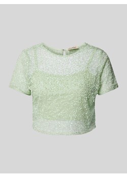 T-shirt krótki z cekinowym obszyciem ze sklepu Peek&Cloppenburg  w kategorii Bluzki damskie - zdjęcie 173989568