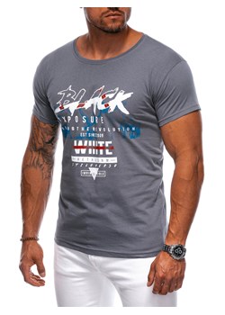 T-shirt męski z nadrukiem 1982S - denim ze sklepu Edoti w kategorii T-shirty męskie - zdjęcie 173990189