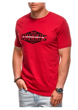 T-shirt męski z nadrukiem 1987S - czerwony ze sklepu Edoti w kategorii T-shirty męskie - zdjęcie 173990209