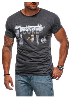 T-shirt męski z nadrukiem 1981S - grafitowy ze sklepu Edoti w kategorii T-shirty męskie - zdjęcie 173990225