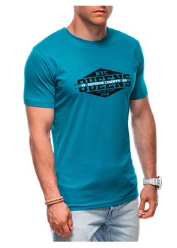 T-shirt męski z nadrukiem 1987S - turkusowy ze sklepu Edoti w kategorii T-shirty męskie - zdjęcie 173990246
