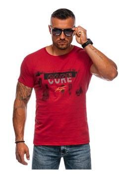 T-shirt męski z nadrukiem 1981S - czerwony ze sklepu Edoti w kategorii T-shirty męskie - zdjęcie 173990296
