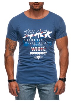 T-shirt męski z nadrukiem 1982S - niebieski ze sklepu Edoti w kategorii T-shirty męskie - zdjęcie 173990306