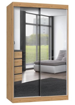 Nowoczesna garderoba z lustrami 120 cm dąb atisan - Stoflis 5X ze sklepu Edinos.pl w kategorii Szafy - zdjęcie 173991366