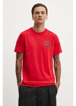 HUGO t-shirt bawełniany męski kolor różowy z nadrukiem 50522434 ze sklepu ANSWEAR.com w kategorii T-shirty męskie - zdjęcie 173991775