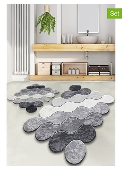 Colourful Cotton Dywaniki łazienkowe (2 szt.) &quot;Circle&quot; w kolorze szarym ze sklepu Limango Polska w kategorii Akcesoria łazienkowe - zdjęcie 173992415