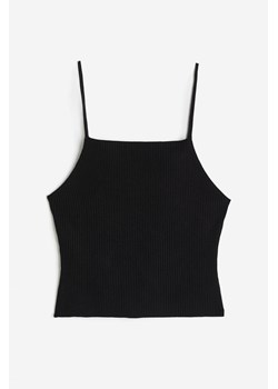 H & M - Dzianinowy top na ramiączkach - Czarny ze sklepu H&M w kategorii Bluzki damskie - zdjęcie 173995137