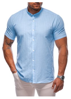 Koszula męska z krótkim rękawem K690 - błękitna ze sklepu Edoti w kategorii Koszule męskie - zdjęcie 173995507