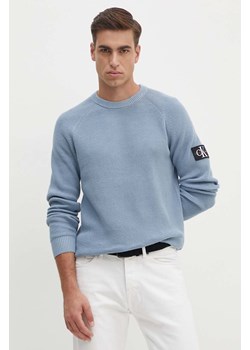 Calvin Klein Jeans sweter bawełniany kolor niebieski lekki ze sklepu ANSWEAR.com w kategorii Swetry męskie - zdjęcie 173998276