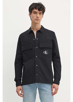 Calvin Klein Jeans koszula męska kolor czarny relaxed z kołnierzykiem klasycznym J30J325618 ze sklepu ANSWEAR.com w kategorii Koszule męskie - zdjęcie 173998366