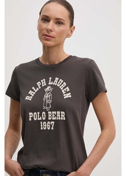 Polo Ralph Lauren t-shirt bawełniany damski kolor szary 211941221 ze sklepu ANSWEAR.com w kategorii Bluzki damskie - zdjęcie 173998786
