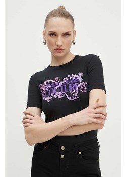 Versace Jeans Couture t-shirt damski kolor czarny 77HAHE06 CJ02E ze sklepu ANSWEAR.com w kategorii Bluzki damskie - zdjęcie 173998796