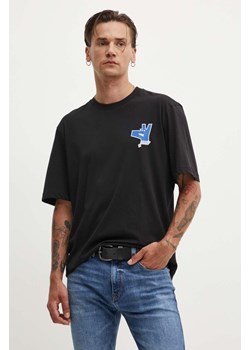 Hugo Blue t-shirt bawełniany męski kolor czarny z nadrukiem 50519124 ze sklepu ANSWEAR.com w kategorii T-shirty męskie - zdjęcie 173998868