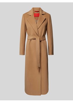 Płaszcz lniany z wiązanym paskiem model ‘Longrun’ ze sklepu Peek&Cloppenburg  w kategorii Płaszcze damskie - zdjęcie 173999718