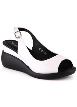 Sandały na koturnie Sergio Leone SK853 białe ze sklepu ButyModne.pl w kategorii Sandały damskie - zdjęcie 174000415