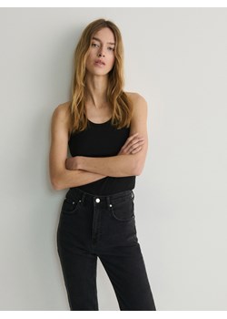 Reserved - Prążkowany top z bawełny - czarny ze sklepu Reserved w kategorii Bluzki damskie - zdjęcie 174003617