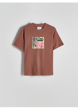 Reserved - T-shirt boxy z nadrukiem - kasztanowy ze sklepu Reserved w kategorii T-shirty męskie - zdjęcie 174004268