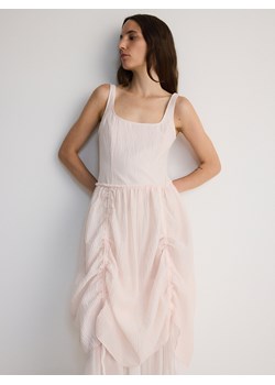 Reserved - Sukienka midi z lyocellem - pastelowy róż ze sklepu Reserved w kategorii Sukienki - zdjęcie 174005627