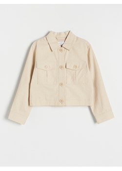 Reserved - Krótka kurtka z lnem - złamana biel ze sklepu Reserved w kategorii Kurtki dziewczęce - zdjęcie 174005829