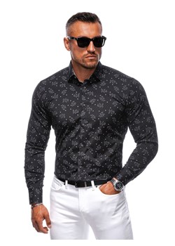 Koszula męska z długim rękawem 686K - czarna ze sklepu Edoti w kategorii Koszule męskie - zdjęcie 174006439