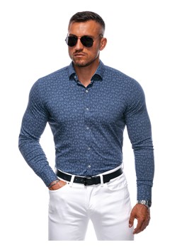 Koszula męska z długim rękawem 692K - niebieska ze sklepu Edoti w kategorii Koszule męskie - zdjęcie 174006456