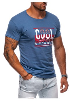 T-shirt męski z nadrukiem 1980S - niebieski ze sklepu Edoti w kategorii T-shirty męskie - zdjęcie 174006509