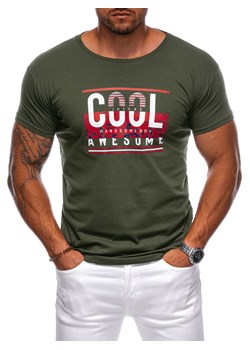 T-shirt męski z nadrukiem 1980S - khaki ze sklepu Edoti w kategorii T-shirty męskie - zdjęcie 174006537