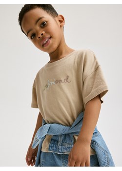 Reserved - T-shirt oversize z haftem - beżowy ze sklepu Reserved w kategorii T-shirty chłopięce - zdjęcie 174007157