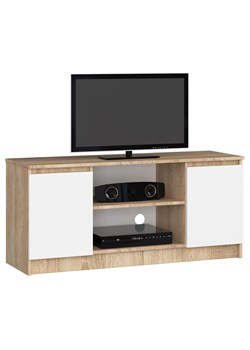 Skandynawska szafka RTV dąb sonoma + biały - Galapi 3X 120 cm ze sklepu Edinos.pl w kategorii Szafki RTV - zdjęcie 174008075