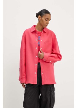 Moschino Jeans kurtka koszulowa wełniana kolor różowy przejściowa 0606.8220 ze sklepu ANSWEAR.com w kategorii Kurtki damskie - zdjęcie 174008465
