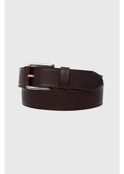 Pepe Jeans pasek skórzany DAYTON BELT męski kolor brązowy PM021027 ze sklepu ANSWEAR.com w kategorii Paski męskie - zdjęcie 174008796