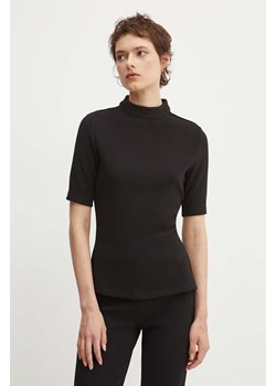 HUGO t-shirt damski kolor czarny z półgolfem 50520098 ze sklepu ANSWEAR.com w kategorii Bluzki damskie - zdjęcie 174008875