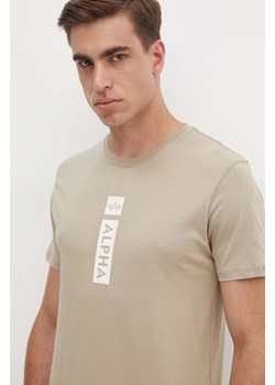 Alpha Industries t-shirt bawełniany męski kolor beżowy z nadrukiem 146509 ze sklepu ANSWEAR.com w kategorii T-shirty męskie - zdjęcie 174008946