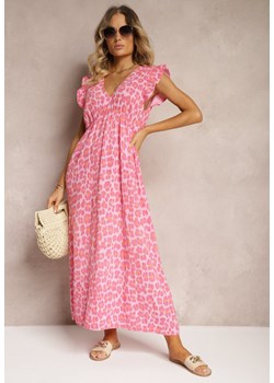 Różowa Sukienka Boho z Bawełny Ozdobiona Wiązaniem Carivia ze sklepu Renee odzież w kategorii Sukienki - zdjęcie 174009598