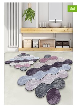 Colourful Cotton Dywaniki łazienkowe (2 szt.) &quot;Circle&quot; w kolorze fioletowo-szarym ze sklepu Limango Polska w kategorii Akcesoria łazienkowe - zdjęcie 174010447