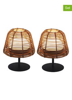 lumisky Lampy stołowe LED (2 szt.) w kolorze czarno-jasnobrązowym - Ø 11 x wys. 16 cm ze sklepu Limango Polska w kategorii Oświetlenie ogrodowe - zdjęcie 174010967
