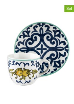 Trendy Kitchen by EXCÉLSA Filiżanki (6 szt.) w kolorze niebiesko-białym do espresso - 90 ml ze sklepu Limango Polska w kategorii Dzbanki i zaparzacze - zdjęcie 174012078