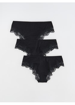 Reserved - Majtki bikini z wiskozy 3 pack - czarny ze sklepu Reserved w kategorii Majtki damskie - zdjęcie 174013516